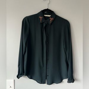 Zara beaded collar blouse